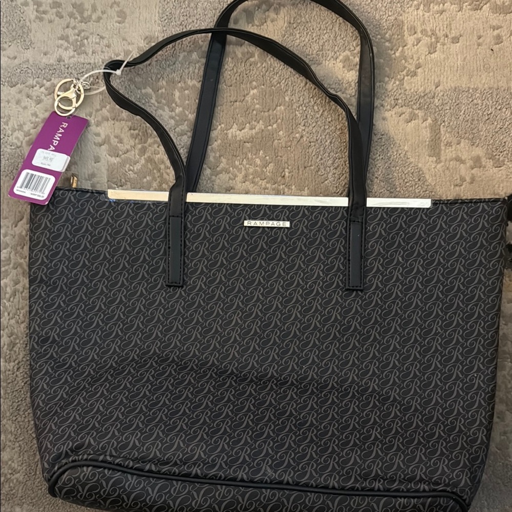 Rampage Black Quilted Tote Bag